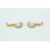 Fashion Hoop Bali Earrings yellow Gold Plated 4 line white Zircon Stones